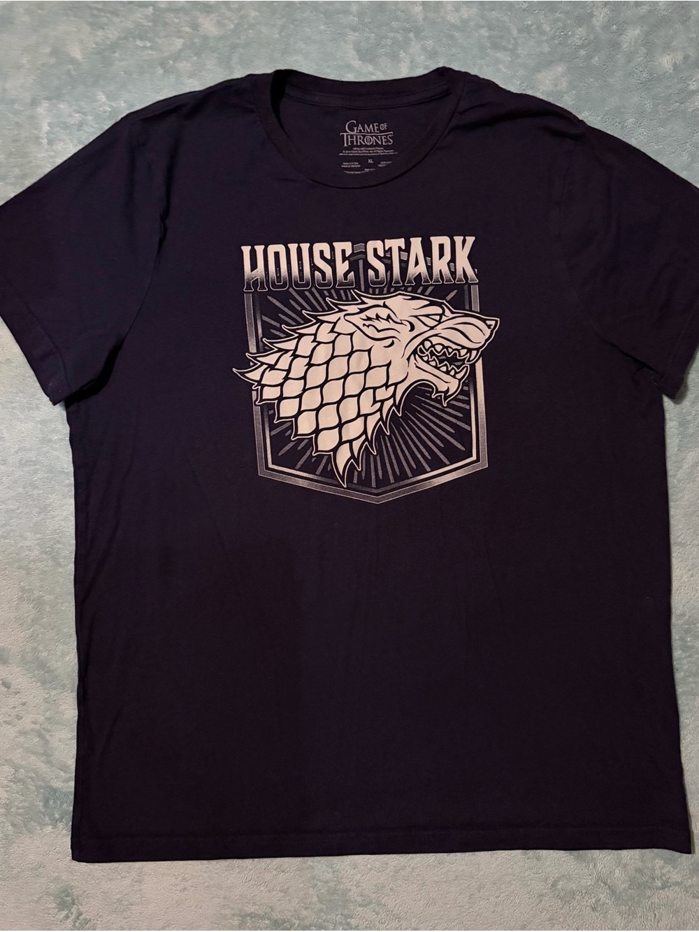 HBO Game of Thrones House Stark Wolf Crest Tee - Navy XL